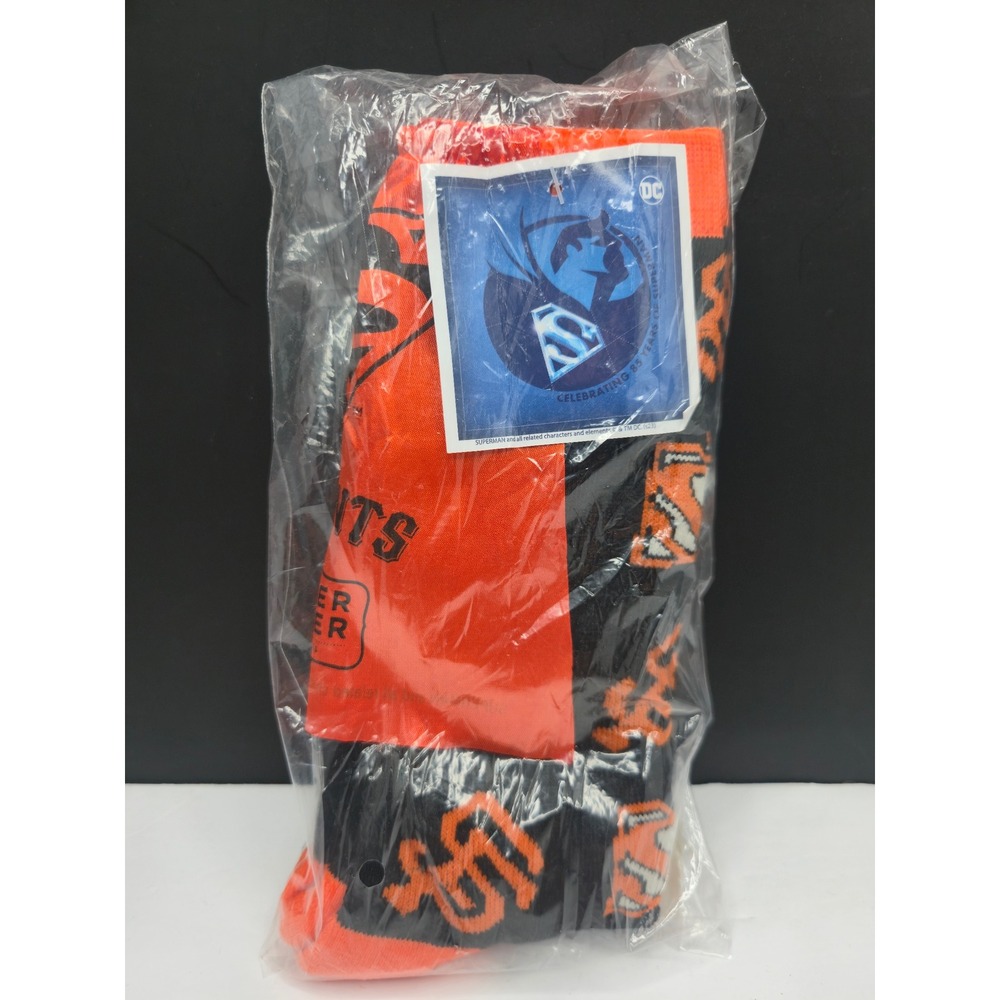 DC Comics Superman SF Giants Socks 85th Anniversary Adult Large Orange Black NEW
